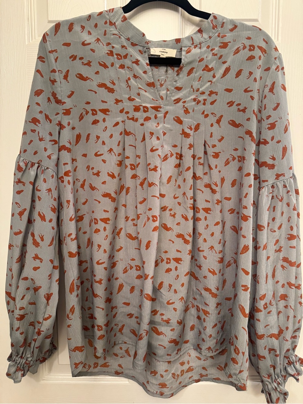 entro Light Blue Blouse with Rust Floral Print